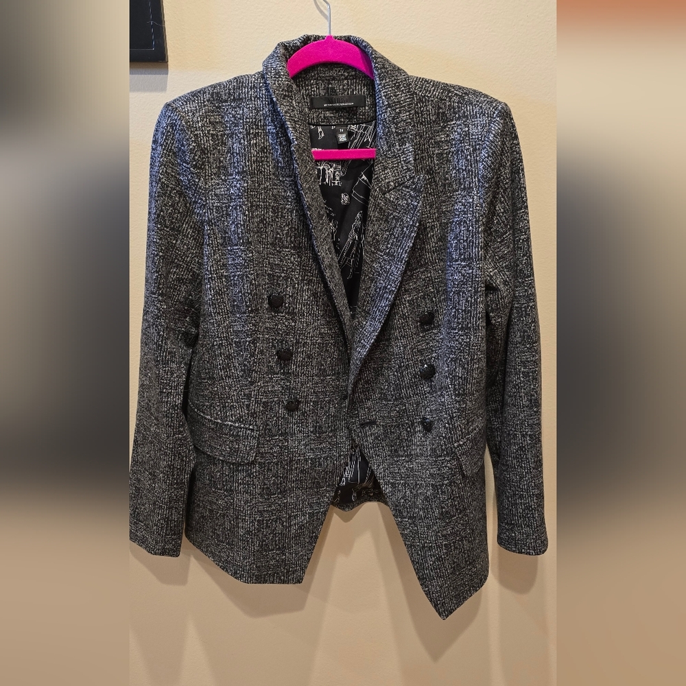 WHBM Grey button suit shoulder padded blazer size 14 womens